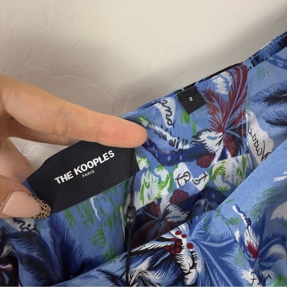 The Kooples Blue Printed Sleeveless One-Shoulder Romper - Picture 11 of 15